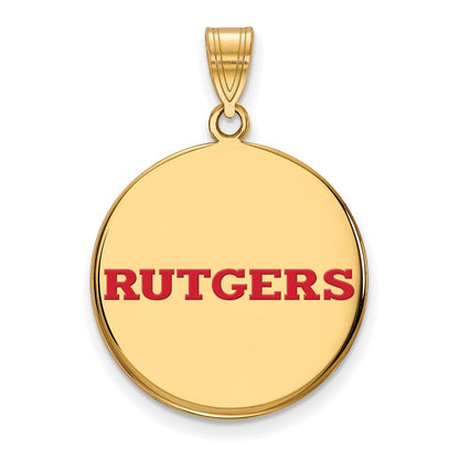 Vergoldet Sterlingsilber Logoart Rutgers University Groß Emailliert Plättchen Anhänger