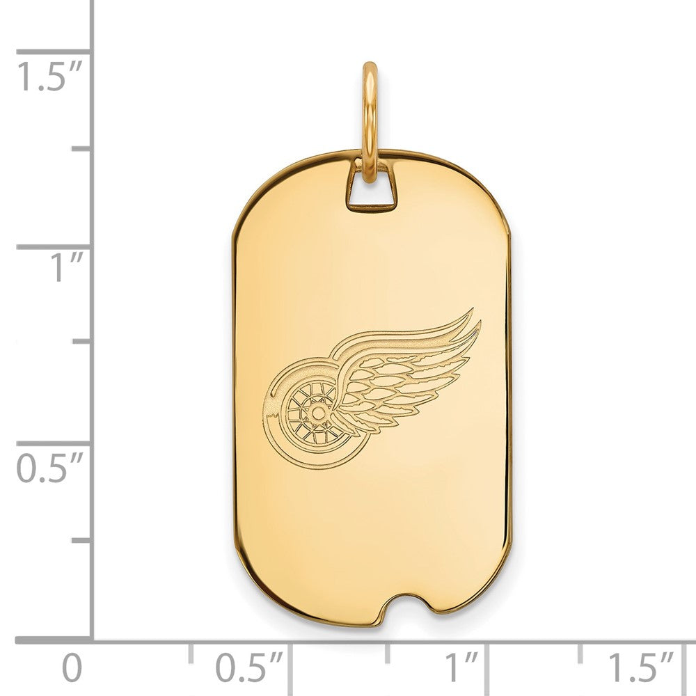 10K Gelbgold Nhl Logoart Detroit Rot Flügel Klein Erkennungsmarke Anhänger