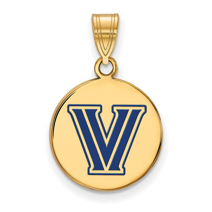 Vergoldet Sterlingsilber Logoart Villanova University Buchstabe V Mittel Emailliert Plättchen Anhänger