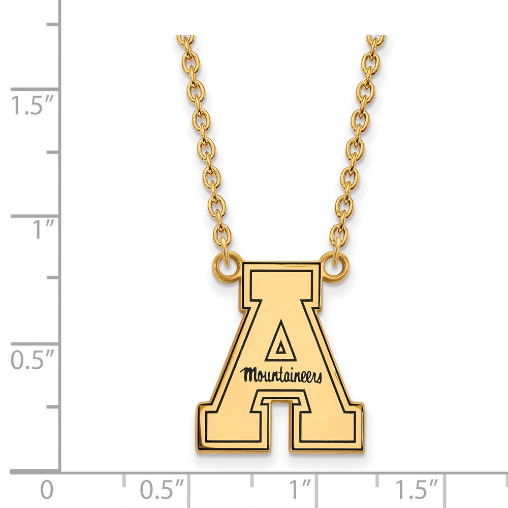 Vergoldet Sterlingsilber Logoart Appalachian State University Emailliert Groß Anhänger 18 Zoll Halskette