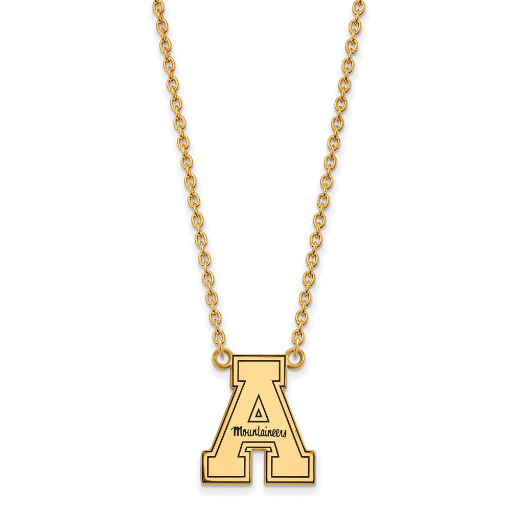 Vergoldet Sterlingsilber Logoart Appalachian State University Emailliert Groß Anhänger 18 Zoll Halskette