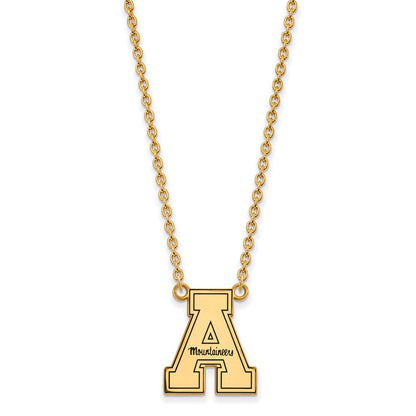 Vergoldet Sterlingsilber Logoart Appalachian State University Emailliert Groß Anhänger 18 Zoll Halskette