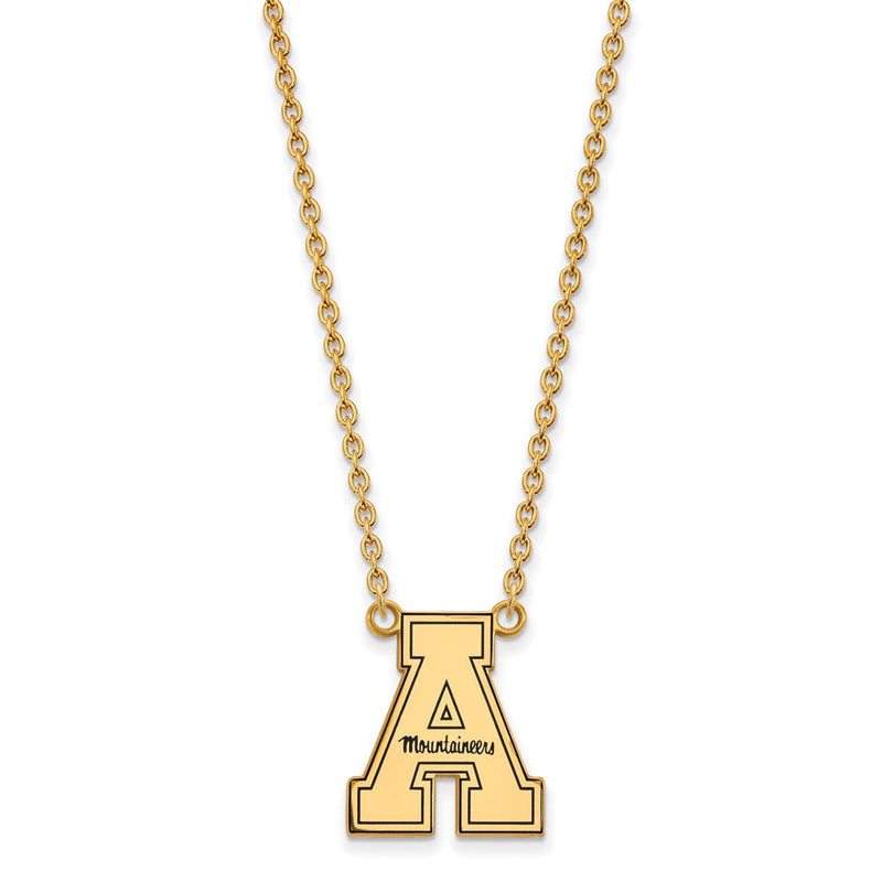 Vergoldet Sterlingsilber Logoart Appalachian State University Emailliert Groß Anhänger 18 Zoll Halskette