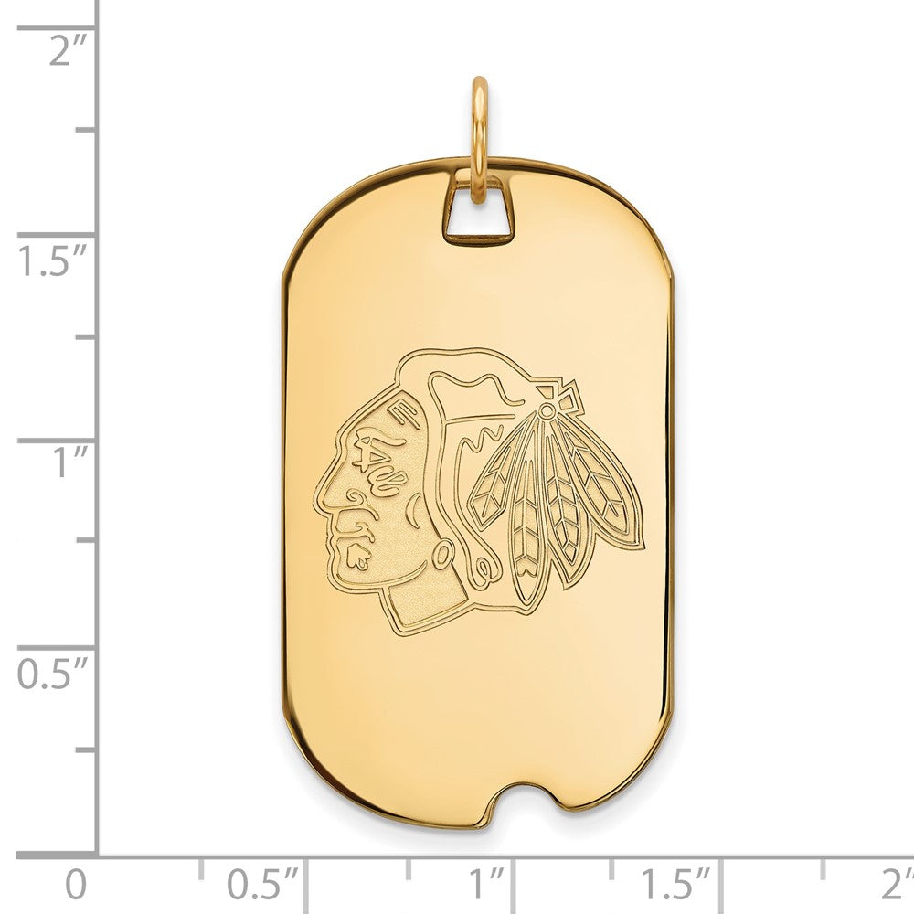10K Gelbgold Nhl Logoart Chicago Blackhawks Groß Erkennungsmarke Anhänger