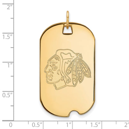 10K Gelbgold Nhl Logoart Chicago Blackhawks Groß Erkennungsmarke Anhänger