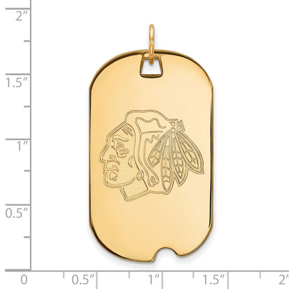 Vergoldet Sterlingsilber Nhl Logoart Chicago Blackhawks Groß Erkennungsmarke Anhänger