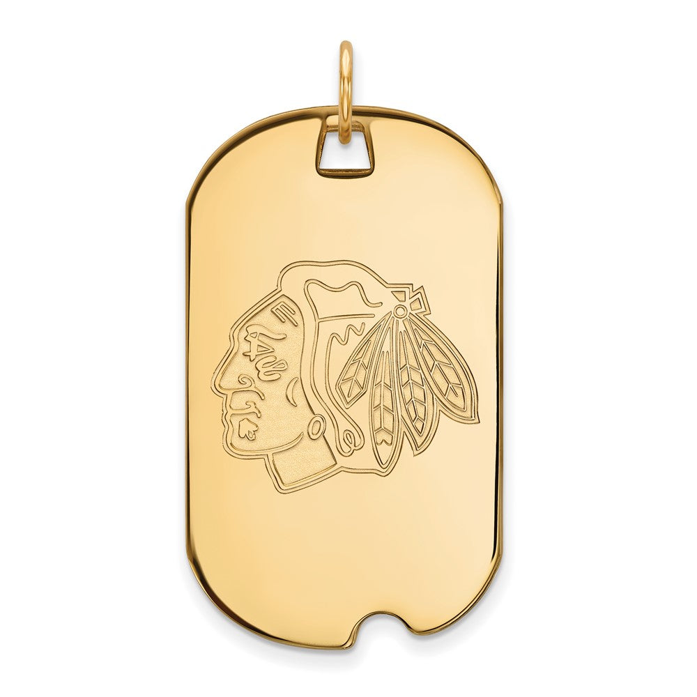 10K Gelbgold Nhl Logoart Chicago Blackhawks Groß Erkennungsmarke Anhänger