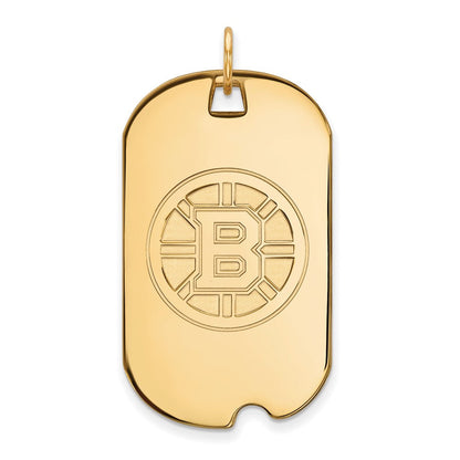 Vergoldet Sterlingsilber Nhl Logoart Boston Bruins Groß Erkennungsmarke Anhänger