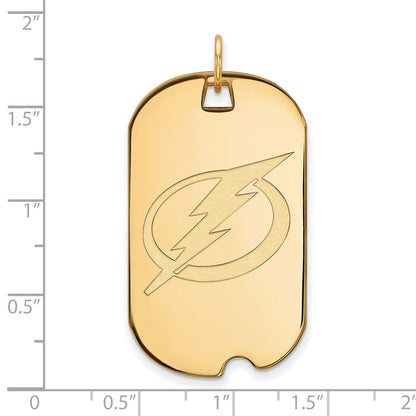 Vergoldet Sterlingsilber Nhl Logoart Tampa Bay Blitz Groß Erkennungsmarke Anhänger