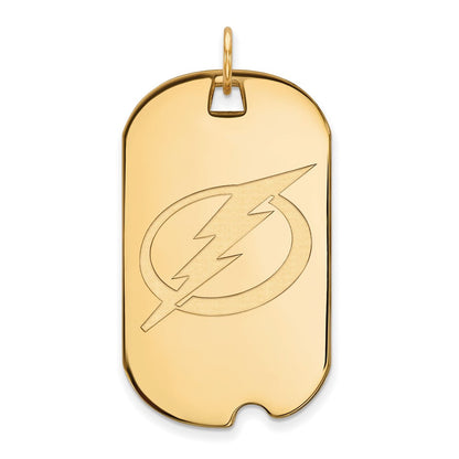 Vergoldet Sterlingsilber Nhl Logoart Tampa Bay Blitz Groß Erkennungsmarke Anhänger