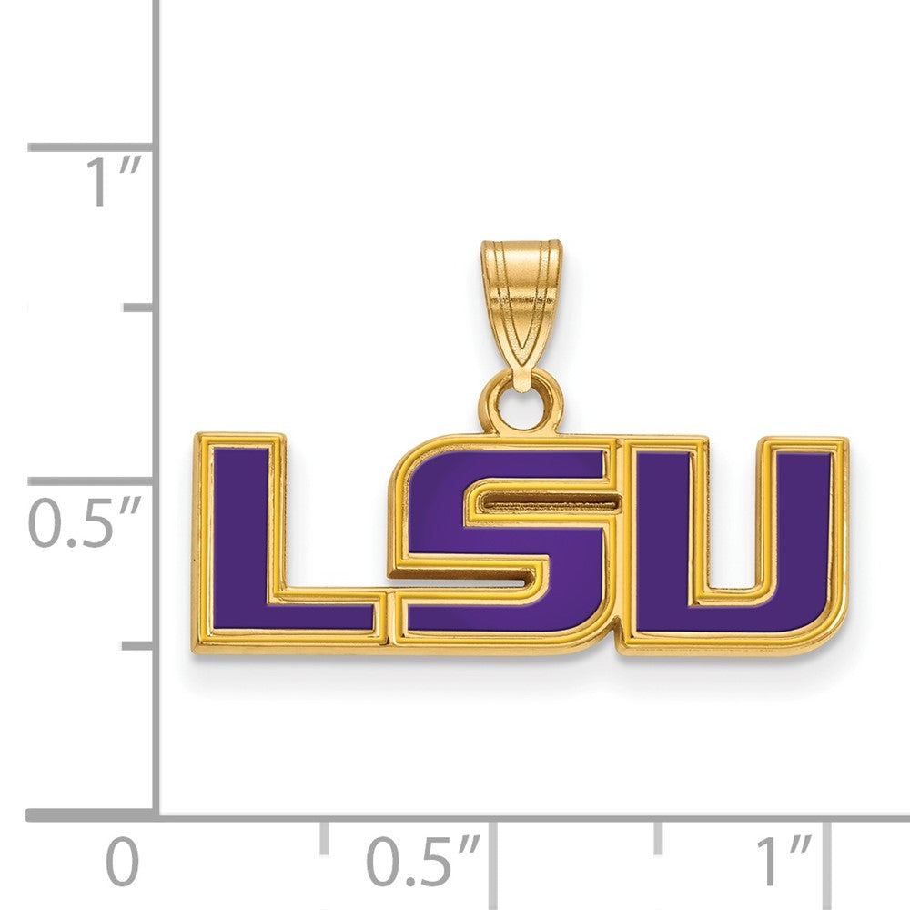 Vergoldet Sterlingsilber Logoart Louisiana State University L S U Klein Emailliert Anhänger