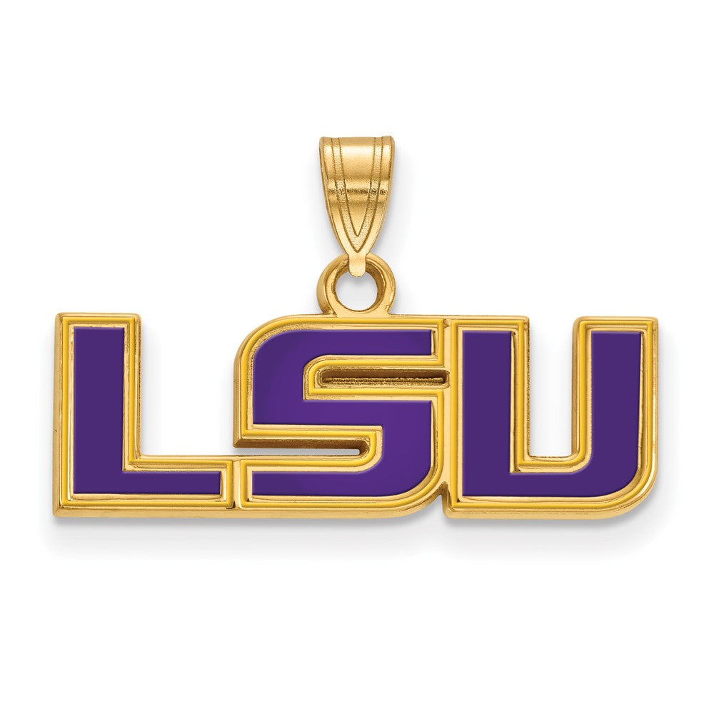 Vergoldet Sterlingsilber Logoart Louisiana State University L S U Klein Emailliert Anhänger