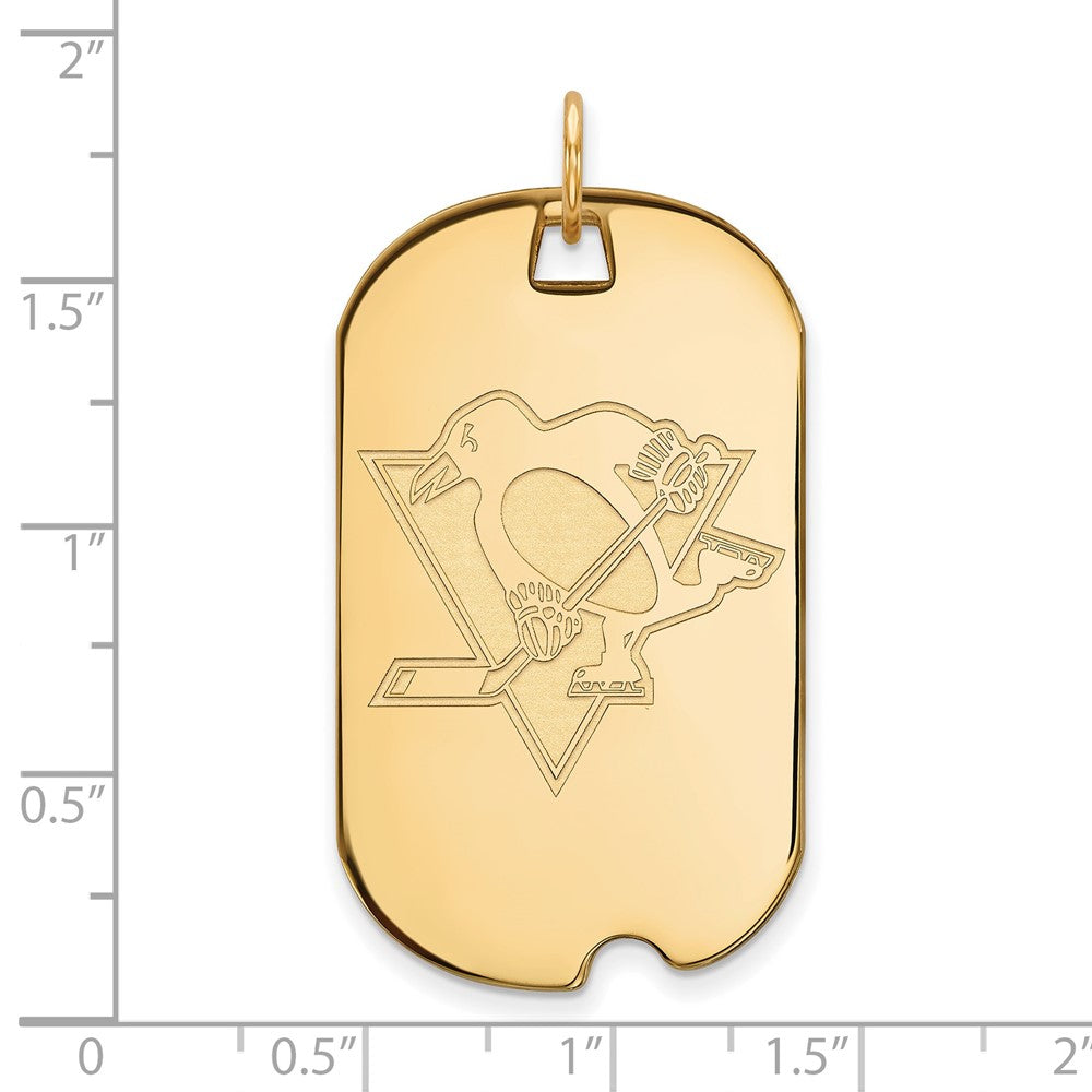 10K Gelbgold Nhl Logoart Pittsburgh Penguins Groß Erkennungsmarke Anhänger