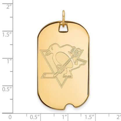 Vergoldet Sterlingsilber Nhl Logoart Pittsburgh Penguins Groß Erkennungsmarke Anhänger