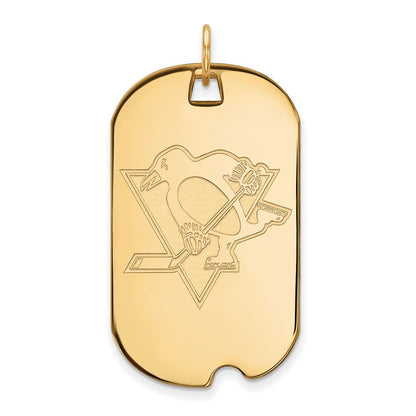 Vergoldet Sterlingsilber Nhl Logoart Pittsburgh Penguins Groß Erkennungsmarke Anhänger