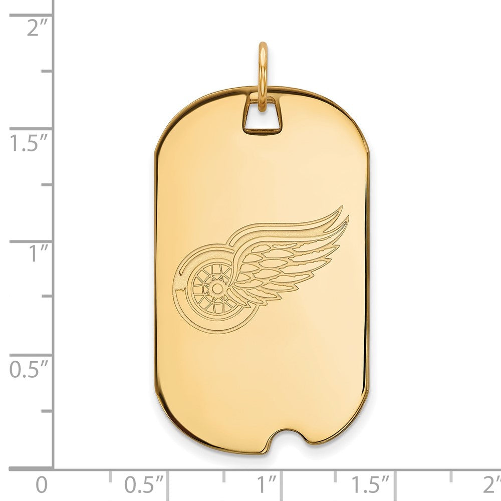 10K Gelbgold Nhl Logoart Detroit Rot Flügel Groß Erkennungsmarke Anhänger