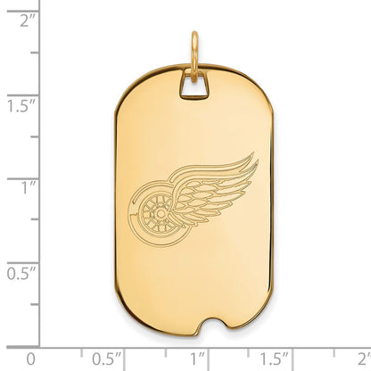 10K Gelbgold Nhl Logoart Detroit Rot Flügel Groß Erkennungsmarke Anhänger