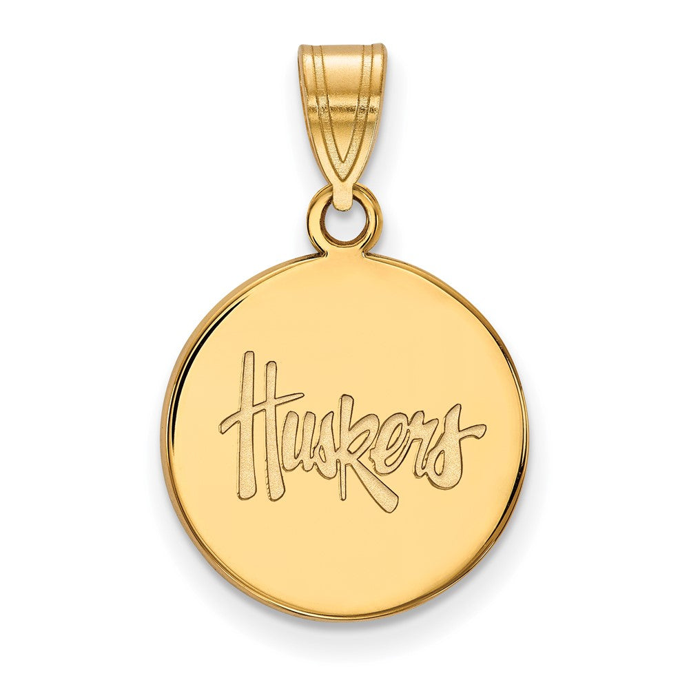 14K Gelbgold Logoart University Of Nebraska Huskers Mittel Plättchen Anhänger