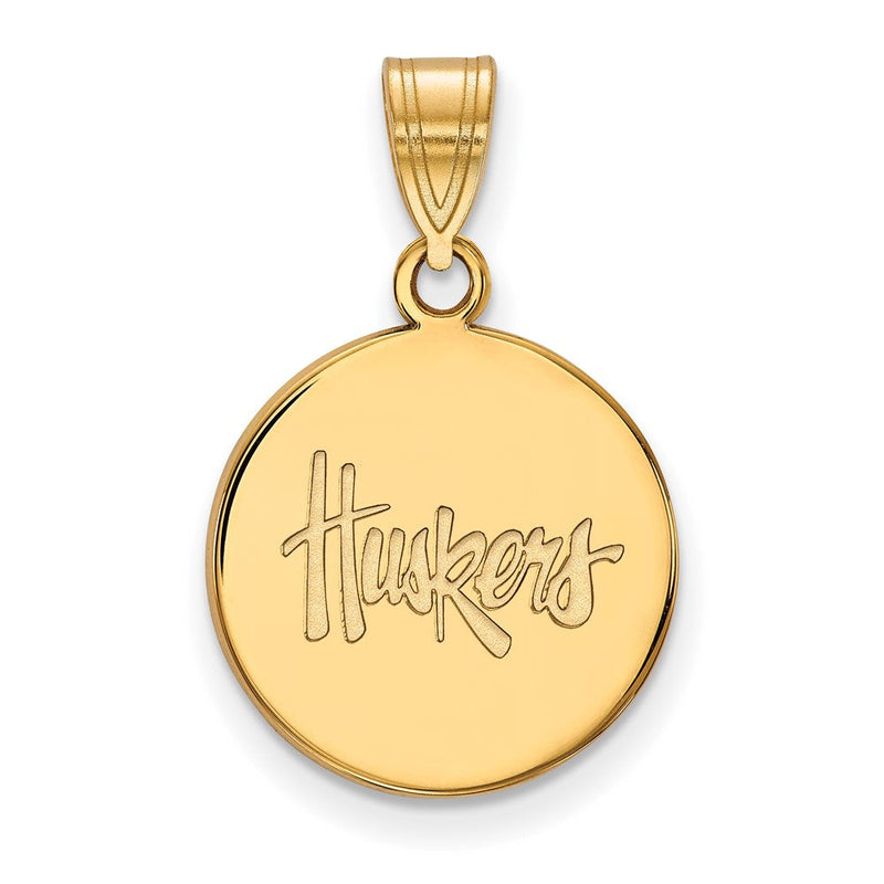 14K Gelbgold Logoart University Of Nebraska Huskers Mittel Plättchen Anhänger