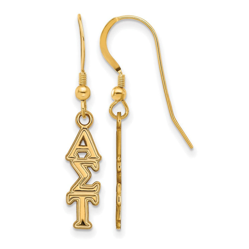 Vergoldet Sterlingsilber Logoart Alpha Sigma Tau Sorority Greek Buchstaben Klein Hängend Draht Ohrringe
