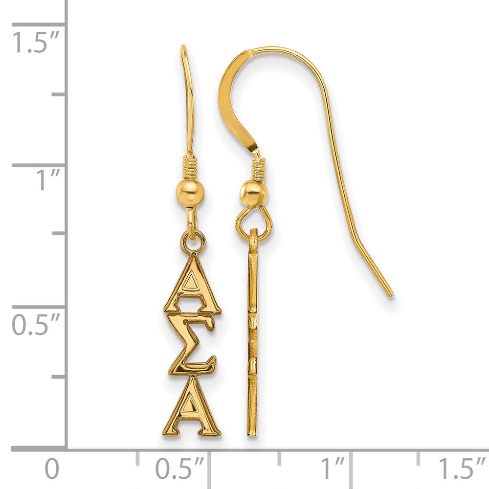 Vergoldet Sterlingsilber Logoart Alpha Sigma Sorority Greek Buchstaben Klein Hängend Draht Ohrringe