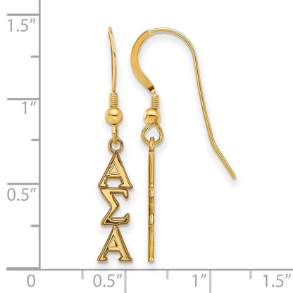 Vergoldet Sterlingsilber Logoart Alpha Sigma Sorority Greek Buchstaben Klein Hängend Draht Ohrringe