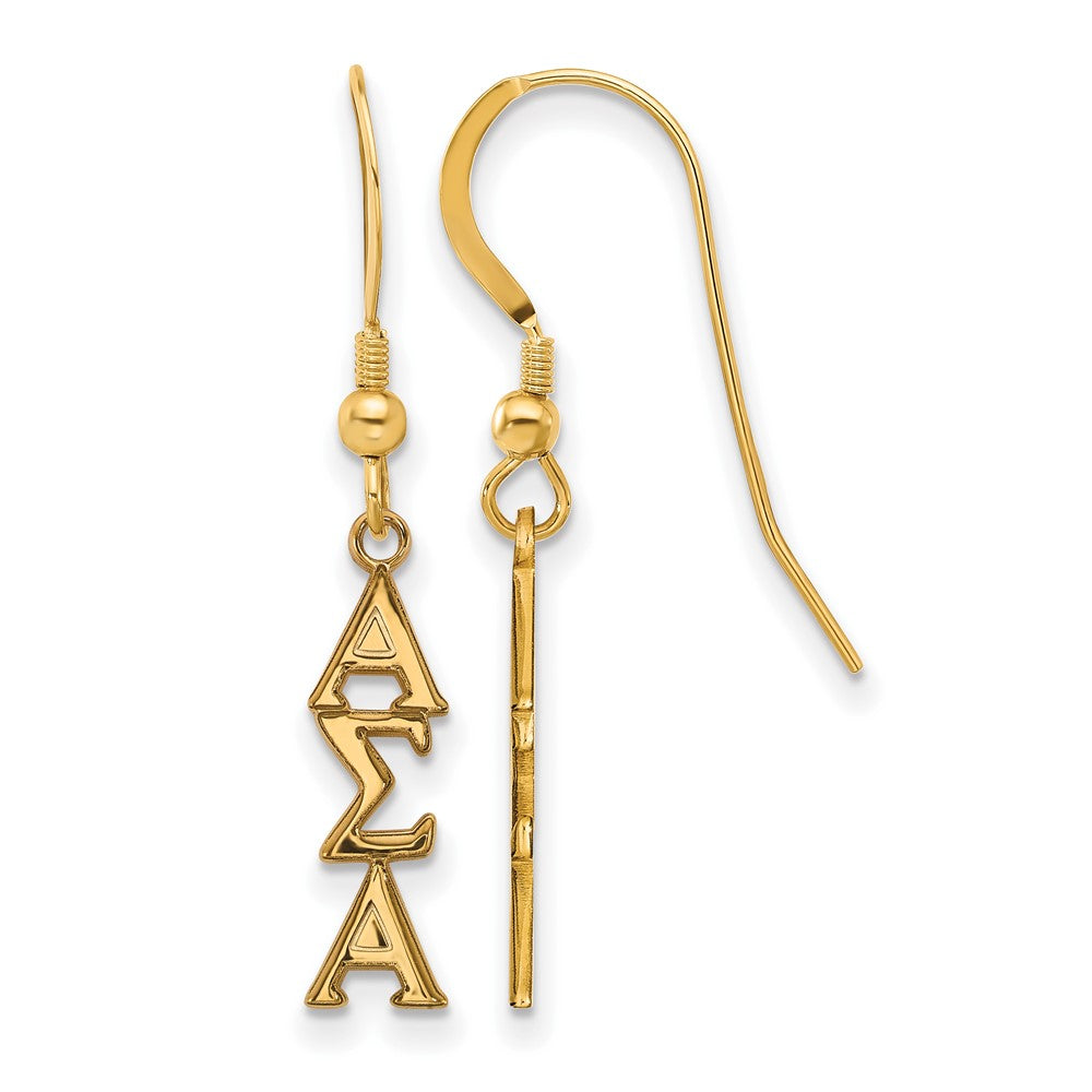 Vergoldet Sterlingsilber Logoart Alpha Sigma Sorority Greek Buchstaben Klein Hängend Draht Ohrringe