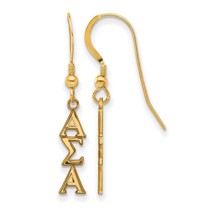 Vergoldet Sterlingsilber Logoart Alpha Sigma Sorority Greek Buchstaben Klein Hängend Draht Ohrringe