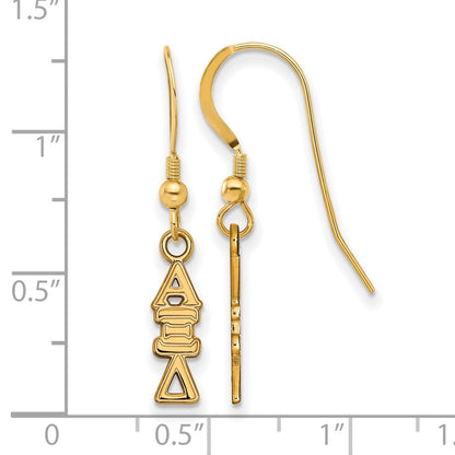 Vergoldet Sterlingsilber Logoart Alpha Xi Delta Sorority Greek Buchstaben Klein Hängend Draht Ohrringe