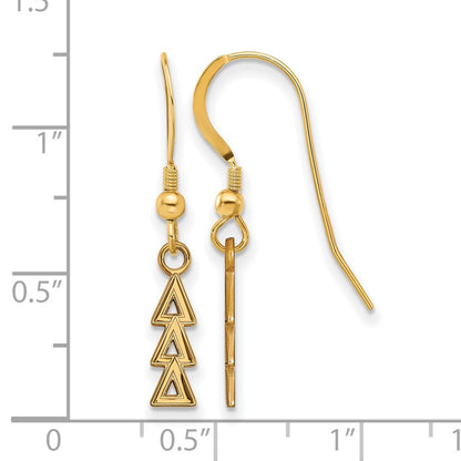 Vergoldet Sterlingsilber Logoart Delta Sorority Greek Buchstaben Klein Hängend Draht Ohrringe