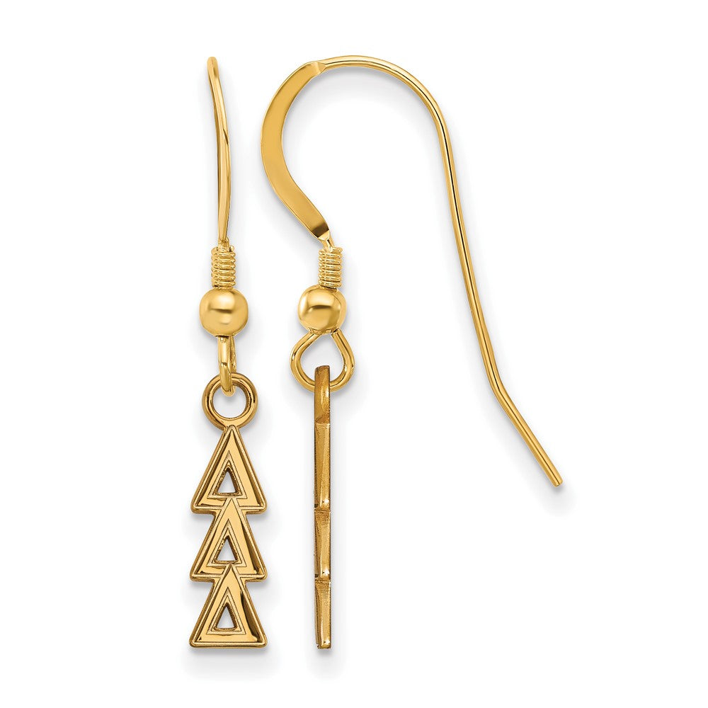 Vergoldet Sterlingsilber Logoart Delta Sorority Greek Buchstaben Klein Hängend Draht Ohrringe