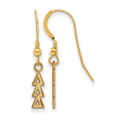 Vergoldet Sterlingsilber Logoart Delta Sorority Greek Buchstaben Klein Hängend Draht Ohrringe
