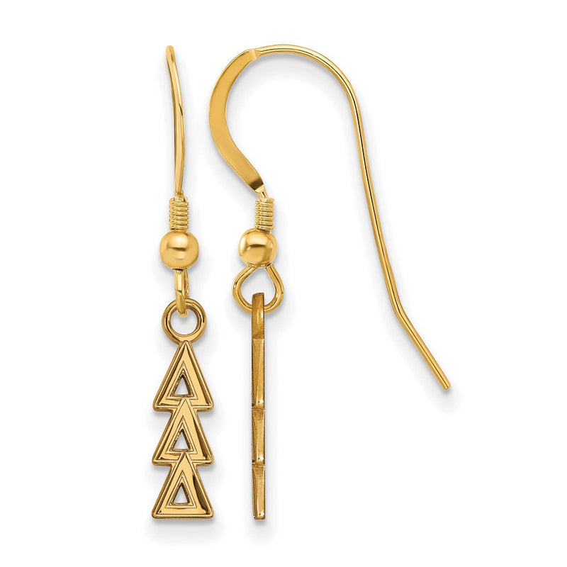 Vergoldet Sterlingsilber Logoart Delta Sorority Greek Buchstaben Klein Hängend Draht Ohrringe