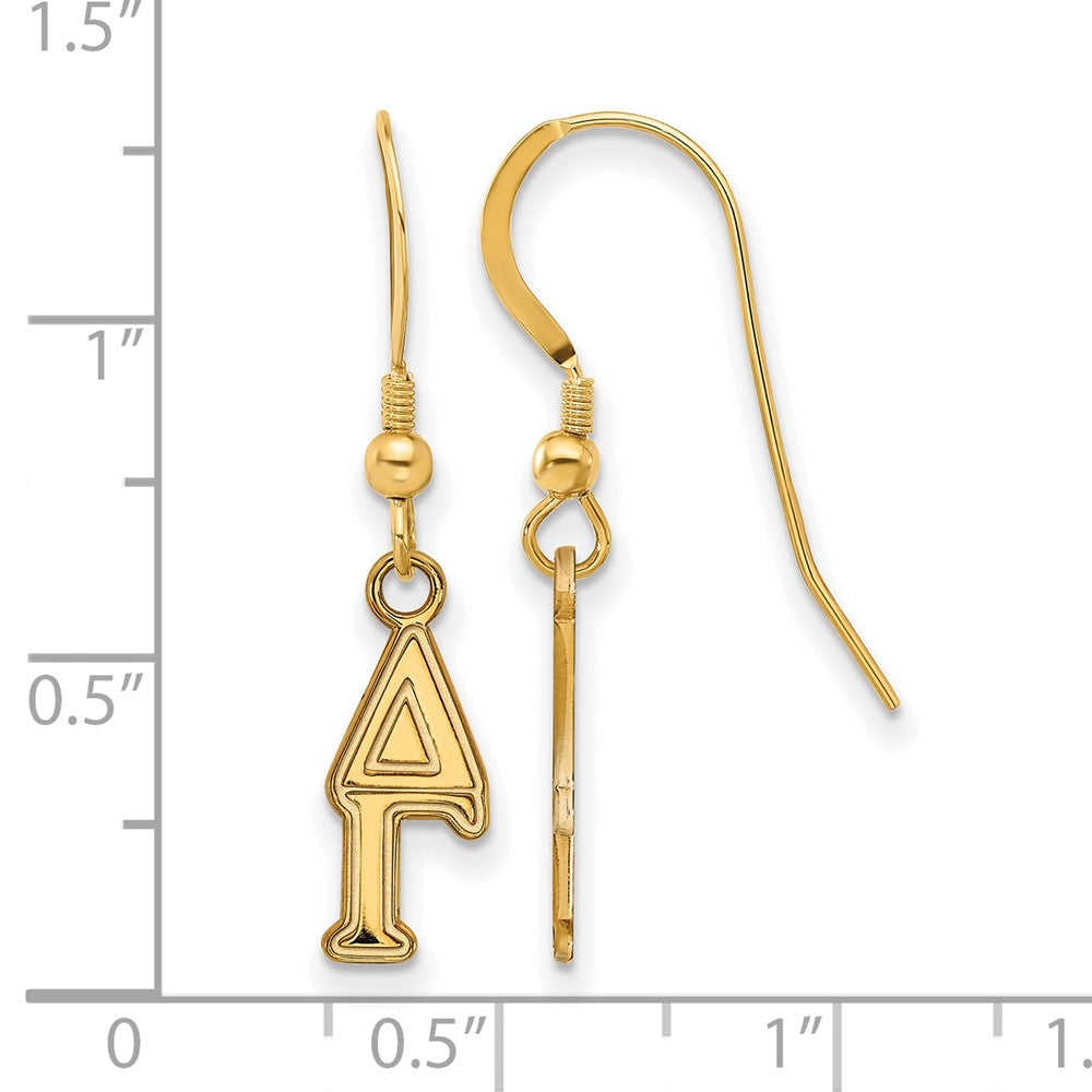 Vergoldet Sterlingsilber Logoart Delta Gamma Extra Sorority Greek Buchstaben Klein Hängend Draht Ohrringe