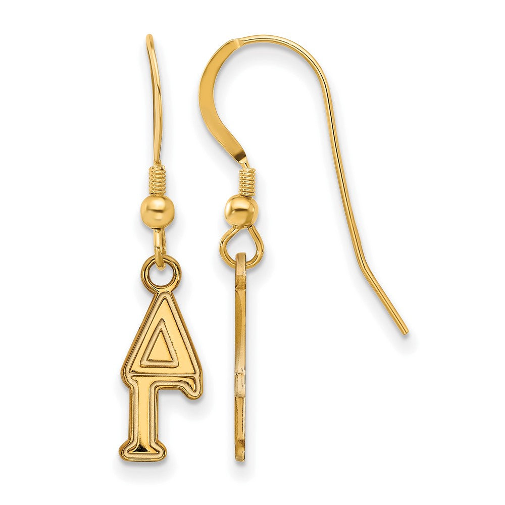 Vergoldet Sterlingsilber Logoart Delta Gamma Extra Sorority Greek Buchstaben Klein Hängend Draht Ohrringe