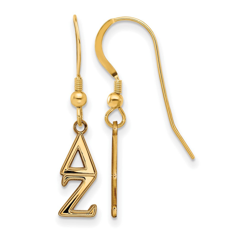 Vergoldet Sterlingsilber Logoart Delta Zeta Extra Sorority Greek Buchstaben Klein Hängend Draht Ohrringe