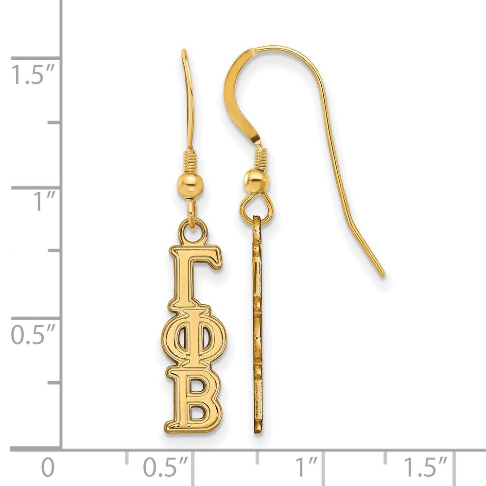 Vergoldet Sterlingsilber Logoart Gamma Phi Beta Extra Sorority Greek Buchstaben Klein Hängend Draht Ohrringe