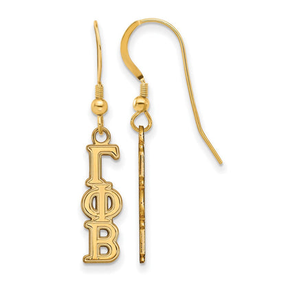 Vergoldet Sterlingsilber Logoart Gamma Phi Beta Extra Sorority Greek Buchstaben Klein Hängend Draht Ohrringe