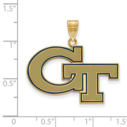 Vergoldet Sterlingsilber Logoart Georgia Institut Of Technologie G T Groß Emailliert Anhänger