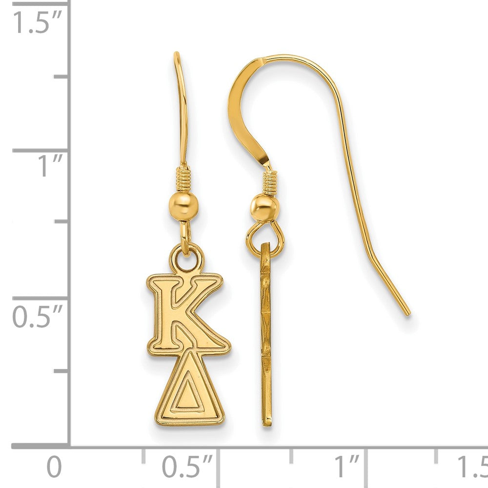 Vergoldet Sterlingsilber Logoart Kappa Delta Extra Sorority Greek Buchstaben Klein Hängend Draht Ohrringe
