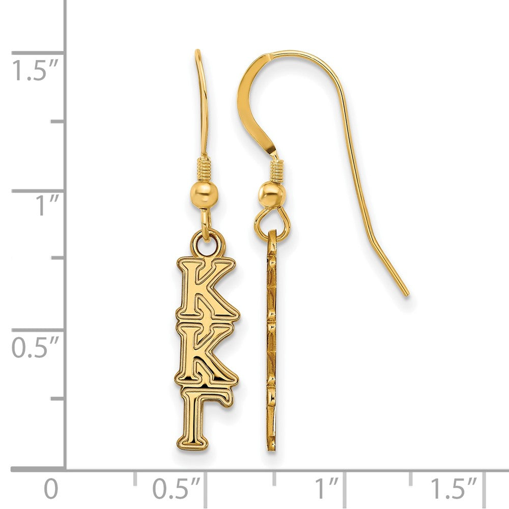 Vergoldet Sterlingsilber Logoart Kappa Gamma Extra Sorority Greek Buchstaben Klein Hängend Draht Ohrringe