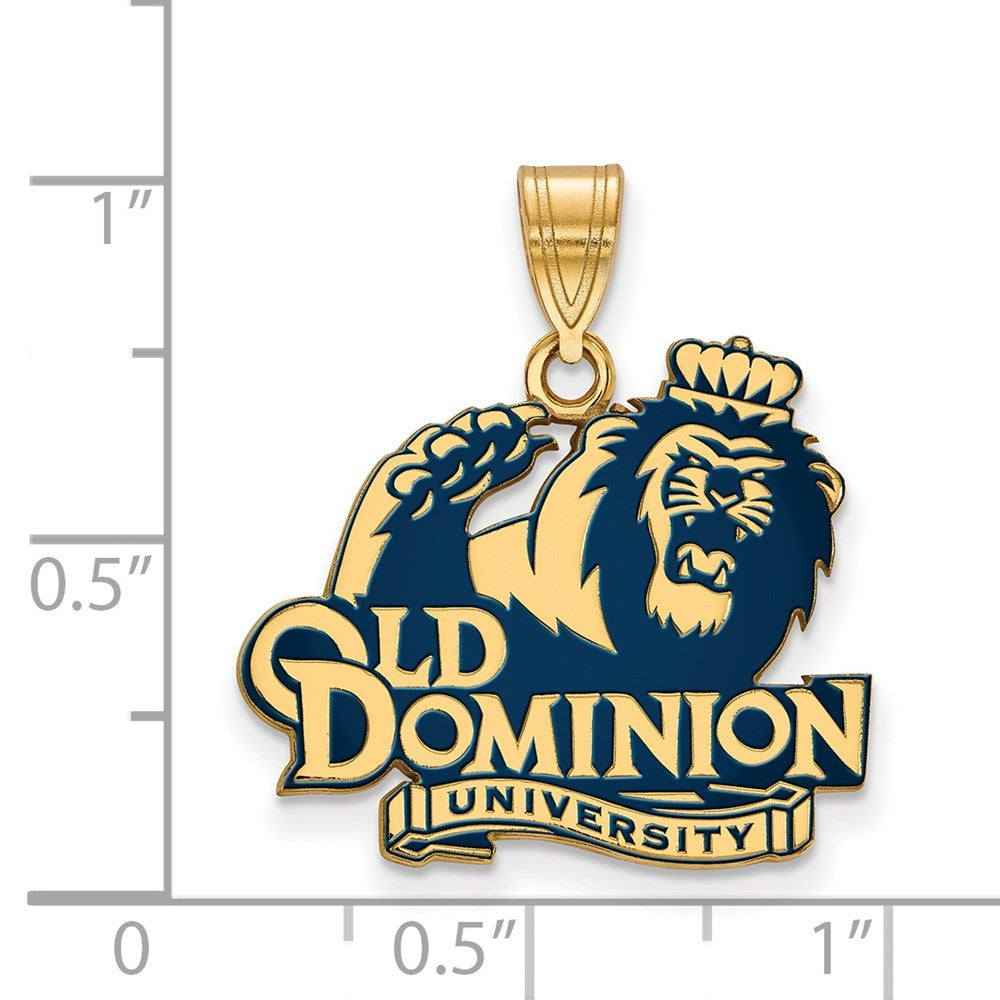 Vergoldet Sterlingsilber Logoart Old Dominion University Groß Emailliert Anhänger