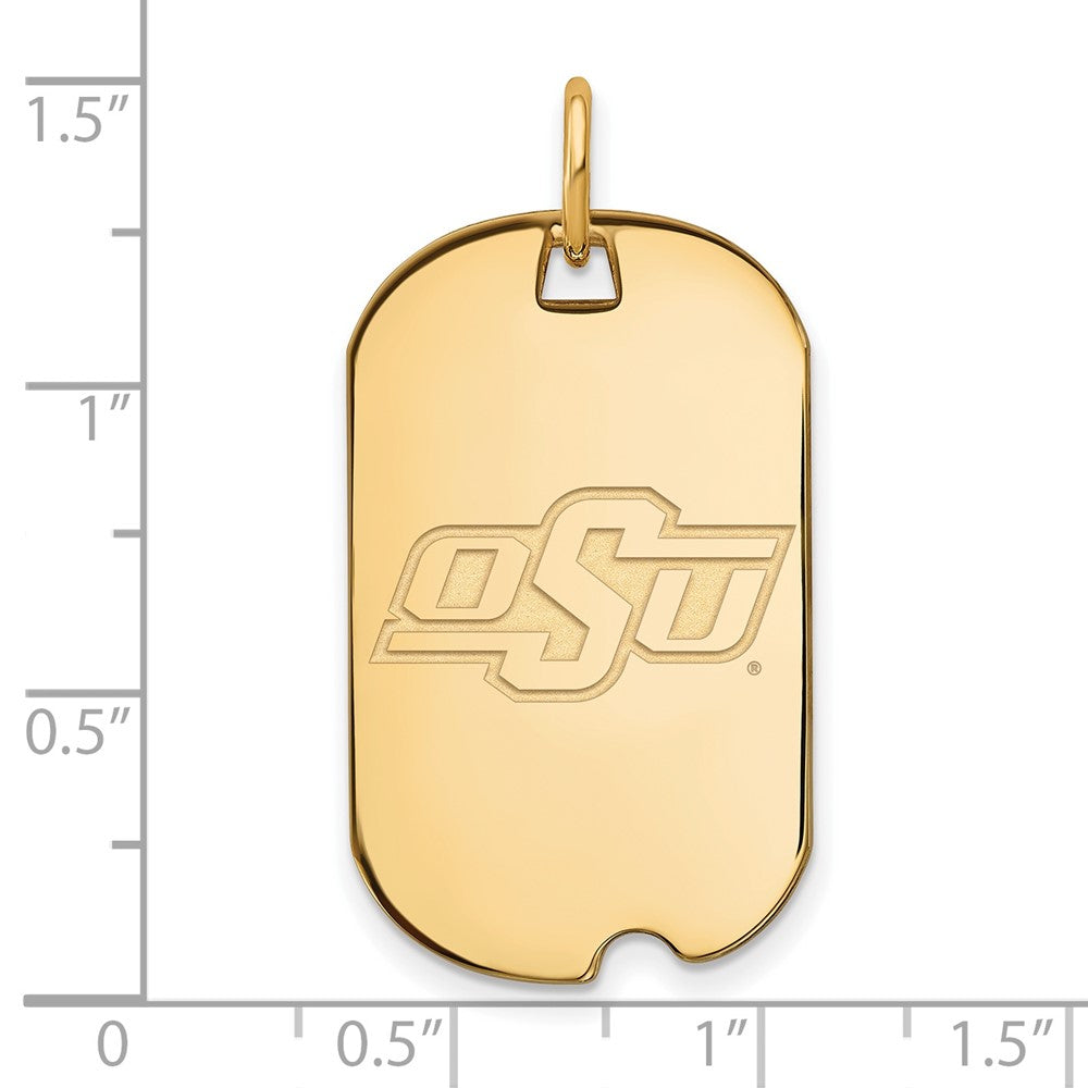 14K Gelbgold Logoart Oklahoma State University O S U Klein Erkennungsmarke Anhänger