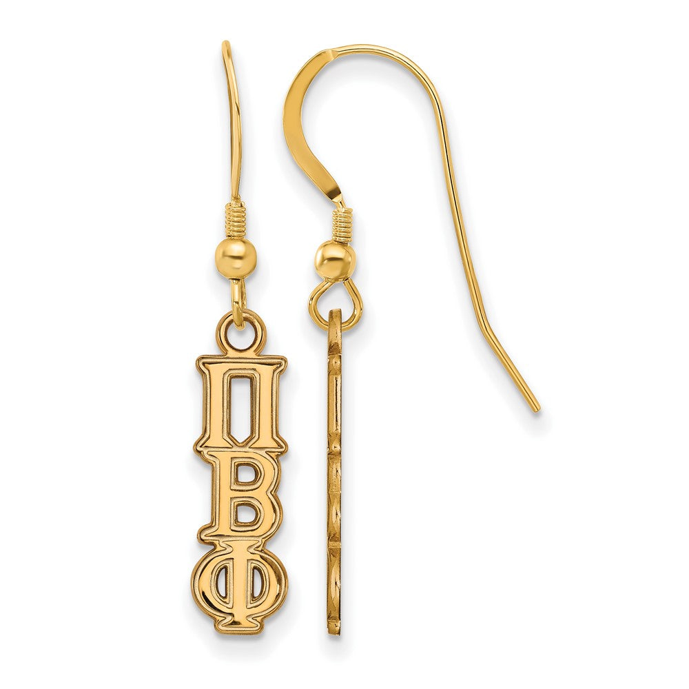 Vergoldet Sterlingsilber Logoart Pi Beta Phi Extra Sorority Greek Buchstaben Klein Hängend Draht Ohrringe