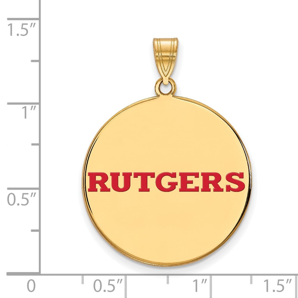 Vergoldet Sterlingsilber Logoart Rutgers University Extra Groß Emailliert Plättchen Anhänger