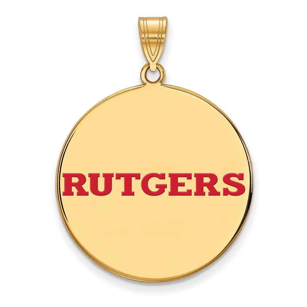 Vergoldet Sterlingsilber Logoart Rutgers University Extra Groß Emailliert Plättchen Anhänger