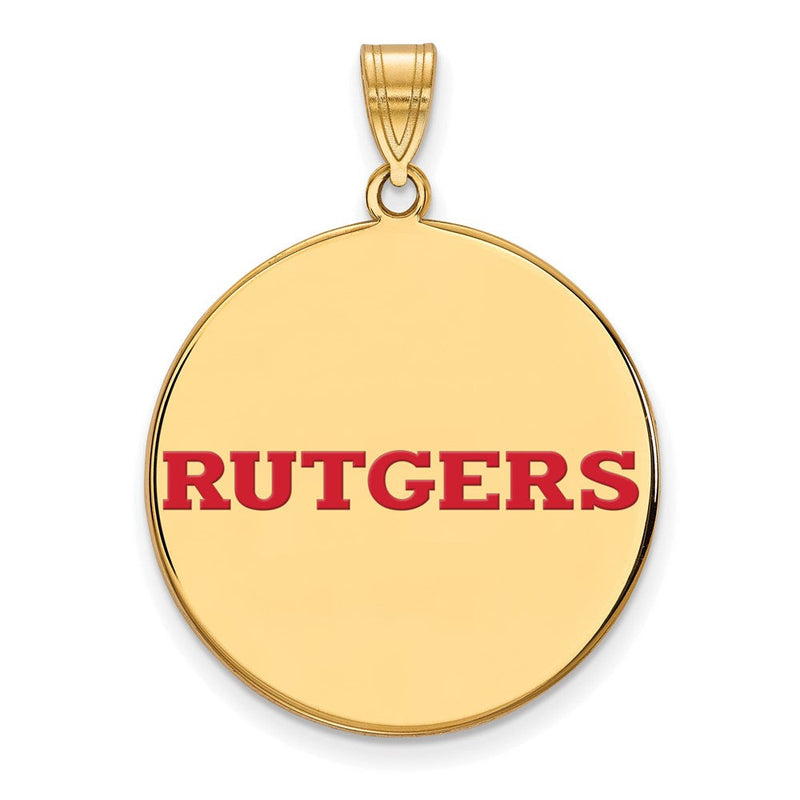 Vergoldet Sterlingsilber Logoart Rutgers University Extra Groß Emailliert Plättchen Anhänger