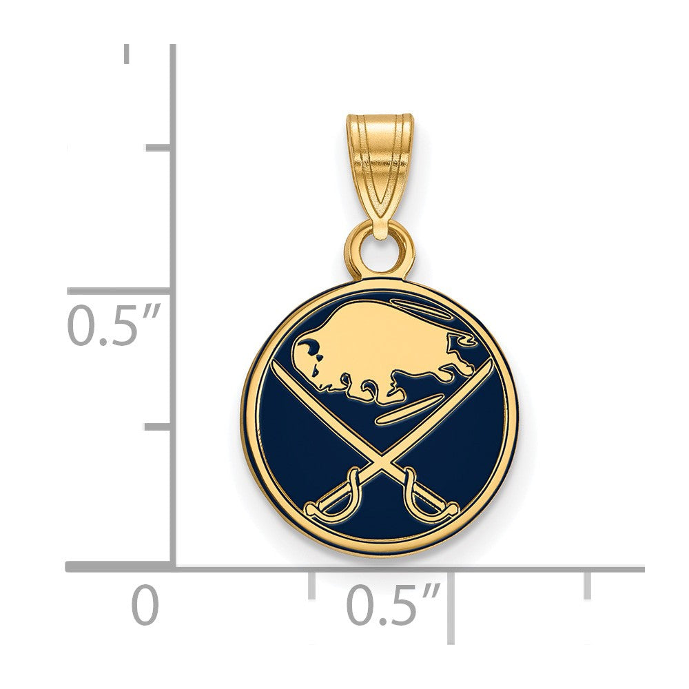 Vergoldet Sterlingsilber Nhl Logoart Buffalo Sabres Klein Emailliert Anhänger