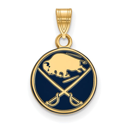 Vergoldet Sterlingsilber Nhl Logoart Buffalo Sabres Klein Emailliert Anhänger