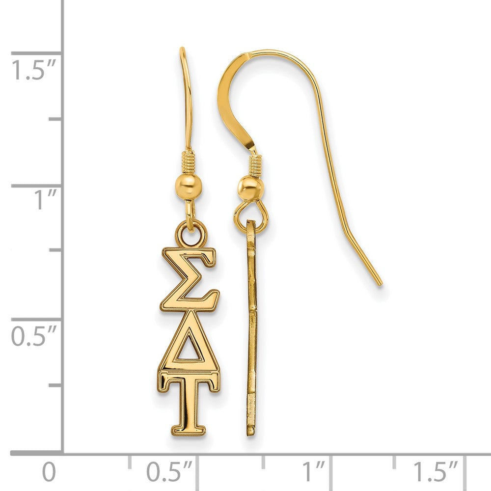 Vergoldet Sterlingsilber Logoart Sigma Delta Tau Extra Sorority Greek Buchstaben Klein Hängend Draht Ohrringe